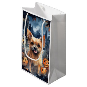 Halloween Australian Terrier With Pumpkins Scary  Small Gift Bag