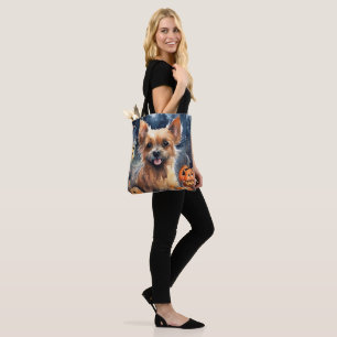Halloween Australian Terrier With Pumpkins Scary Tote Bag