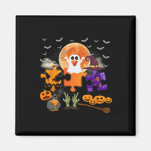 Halloween Autism Awareness Spooky Puzzle Design Fo Magnet