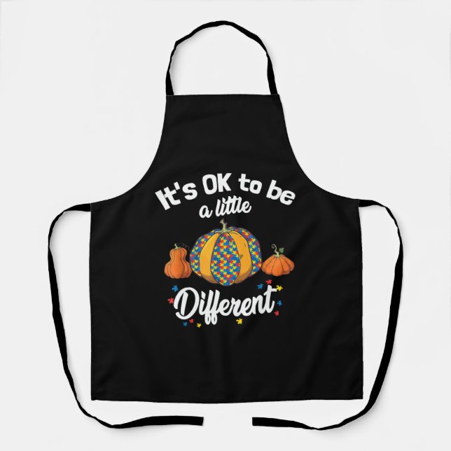 Halloween Autism Pumpkin It's OK Apron (Front)