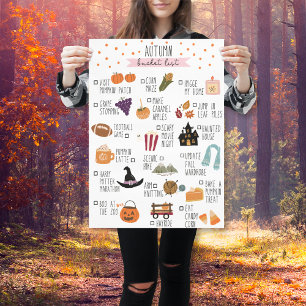 Halloween Autumn Bucket list   Fall elements Poster