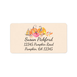 Halloween Autumn Fall Pumpkins Watercolor Paint St Label