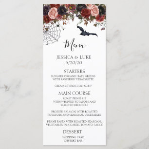 Halloween Autumn Floral Watercolor Wedding Menu