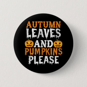 Halloween Autumn Leaves And Pumpkins Birthday 6 Cm Round Badge