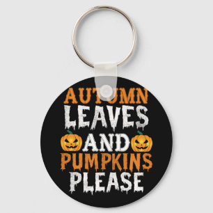 Halloween Autumn Leaves And Pumpkins Birthday Key Ring