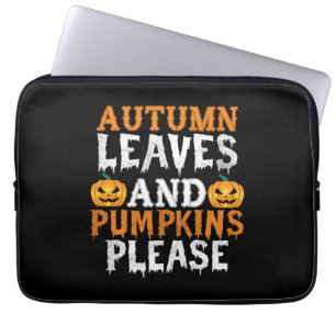 Halloween Autumn Leaves And Pumpkins Birthday Laptop Sleeve