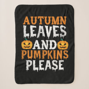 Halloween Autumn Leaves And Pumpkins Birthday Sherpa Blanket