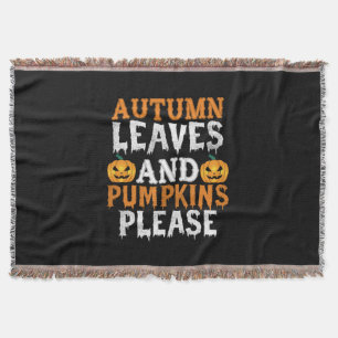 Halloween Autumn Leaves And Pumpkins Birthday Throw Blanket