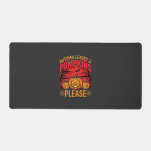 Halloween Autumn Leaves and Pumpkins Please Design Desk Mat