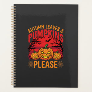 Halloween Autumn Leaves and Pumpkins Please Design Planner