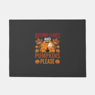 Halloween Autumn Leaves and Pumpkins Spooky Vector Doormat