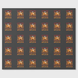 Halloween Autumn Leaves and Pumpkins Spooky Vector Wrapping Paper