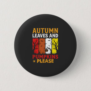 Halloween Autumn Leaves and Pumpkins Vintage Desig 6 Cm Round Badge