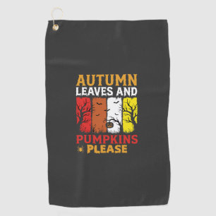 Halloween Autumn Leaves and Pumpkins Vintage Desig Golf Towel