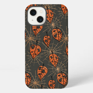 Halloween Autumn Leaves and Spiderwebs iPhone 13 Case