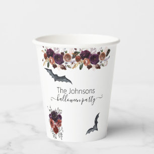 Halloween Autumn party Floral Flower Bats Paper Cups