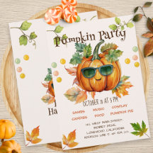 Halloween Autumn Pumpkin Birthday Party Invitation
