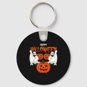 Halloween autumn shirt pumpkin face ghosts fall key ring
