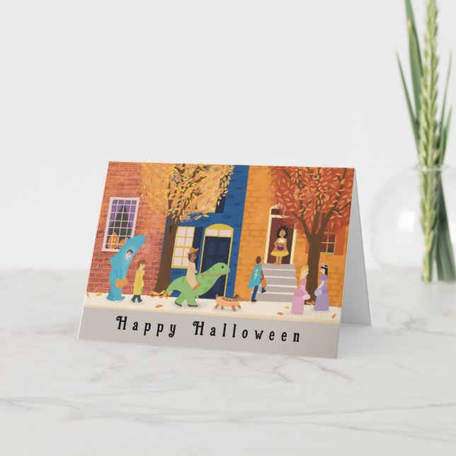 Halloween Autumn Trick or Treaters Card (Front)