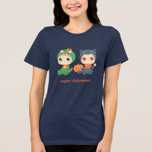 Halloween Babies Black Cat Dragon Costume Orange Tri-Blend Shirt