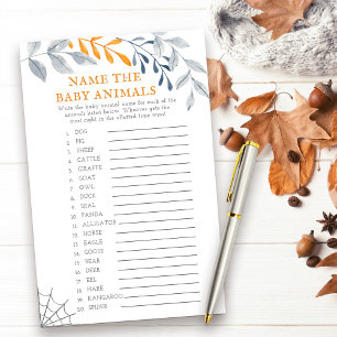 Halloween Baby Animals Baby Shower Game