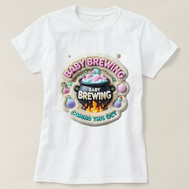 Halloween Baby Brewing Announcement T-Shirt (Design Front)