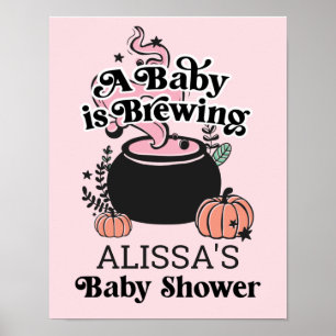 Halloween Baby Brewing Baby Shower Welcome Sign