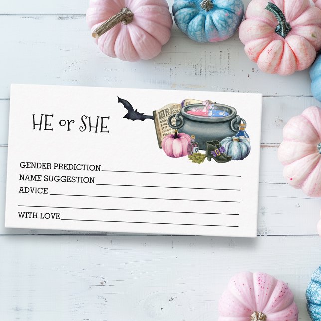 Halloween Baby Brewing Gender Reveal Predictions Enclosure Card (Creator Uploaded)