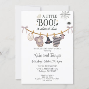Halloween baby clothesline gender reveal invite. invitation