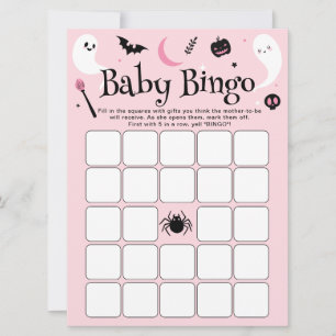 Halloween Baby Girl Shower Baby Bingo Game Card