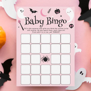 Halloween Baby Girl Shower Baby Bingo Game Card