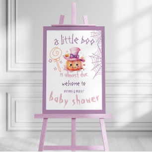Halloween Baby Girl Shower Pumpkin Welcome Sign