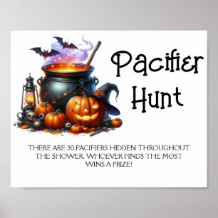 Halloween Baby is Brewin Pacifier Hunt Shower Game Poster