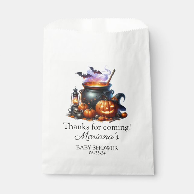 Halloween Baby is Brewing Baby Shower Favour Bag (Front)