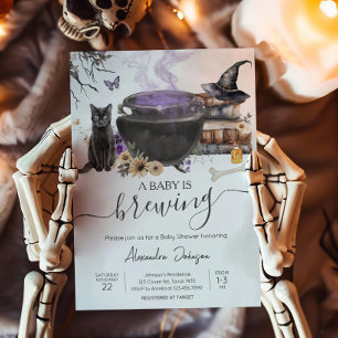 Halloween Baby is Brewing Baby Shower Invitation