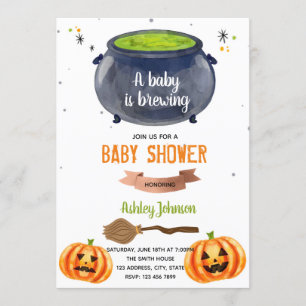 Halloween baby is brewing invitation