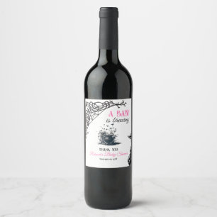 Halloween Baby is Brewing Pink Girl Baby Shower Wine Label