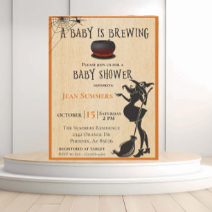 Halloween Baby is Brewing Witch October Postcard