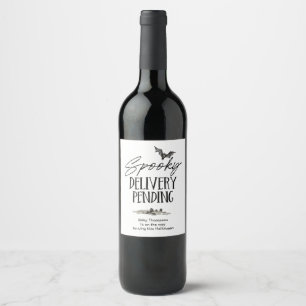 Halloween Baby Pregnancy Reveal New Grandparents Wine Label