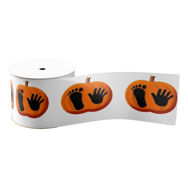 Halloween Baby Pumpkin Prints Grosgrain Ribbon (Spool)