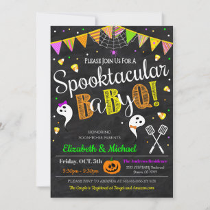 Halloween Baby-Q Gender Reveal Party Invitation
