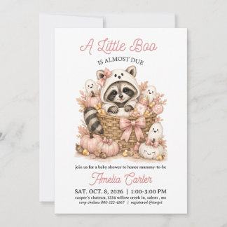 Halloween Baby Shower A Little Boo is Due Racoon Invitation