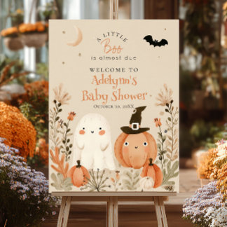 Halloween Baby Shower A Little Boo Is Due Welcome Poster