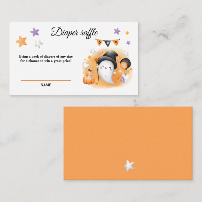 Halloween Baby Shower Boo Diaper Raffle Card (Front/Back)