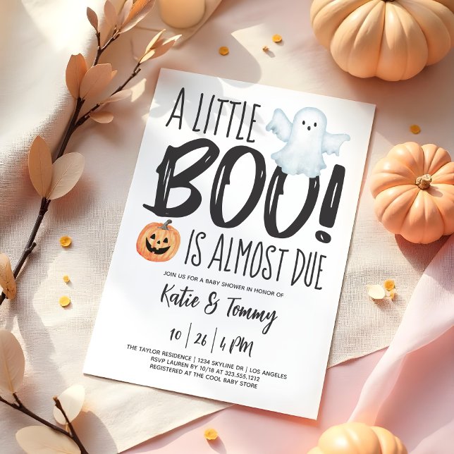 Halloween Baby Shower 🎃 Boo Ghost & Pumpkin Invitation (Creator Uploaded)