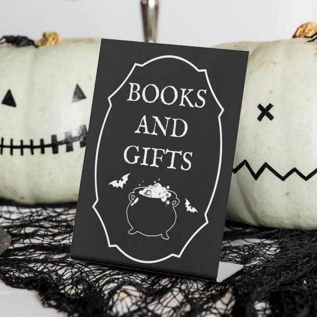 Halloween Baby Shower Books and Gifts  Pedestal Sign (Creator Uploaded)