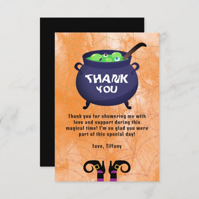 Halloween Baby Shower Books for Baby Thank You Enclosure Card (Front/Back)