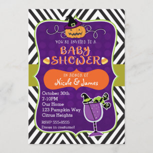 Halloween BABY SHOWER Cute Modern Invitation