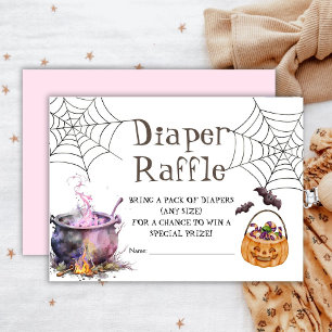 Halloween Baby Shower Diaper Raffle Girl Pink Enclosure Card