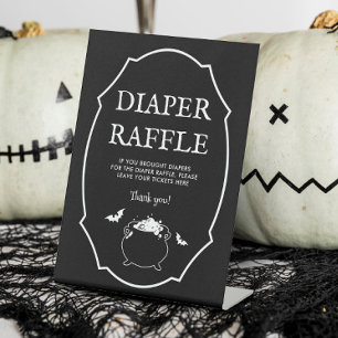 Halloween Baby Shower Diaper Raffle Pedestal Sign